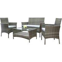 Vienna Deluxe Rattan 4 Seat Sofa Set w/ Table - Grey, Grey