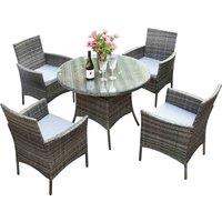Valencia Deluxe Rattan 4 Seat Bistro Set w/ Table - Grey, Grey