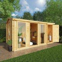 Mercia 4.6x3m 19mm Wall Reverse Apex Log Cabin w/ Side Shed