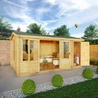 Mercia 5.1x3m 19mm Wall Reverse Apex Log Cabin w/ Side Shed, Brown