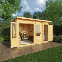 Mercia 4.1x3m 19mm Wall Pent Log Cabin With Side Shed