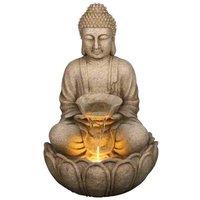 Bermuda Buddah Sitting Mains Powered Water Feature, Cream