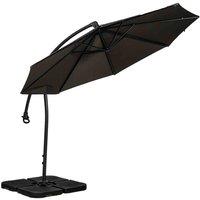 Royalcraft Grey 3m Deluxe Cantilever Parasol w/ Cross Stand, Grey