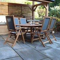 Royalcraft Turnbury table w/ 6 x Henley Reclining Armchair, Brown