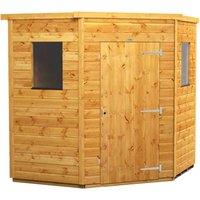Power 6x6 Pent Corner Shed, Brown