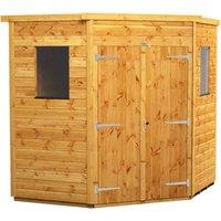 Power 6x6 Pent Corner Double Door Shed, Brown