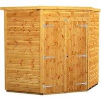 Power 6x6 Pent Corner Windowless Double Door Shed, Brown