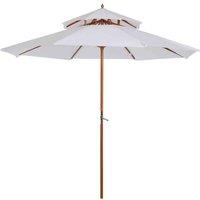 Outsunny 2.7m Double Tier Parasol - Cream, Cream