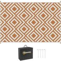 Outsunny Reversible Outdoor Rug w/ Bag 182 x 274 cm - Brown, Brown