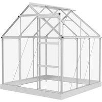 Outsunny 6x6' Polycarbonate G/house w/ Sliding Door - Silver, Silver