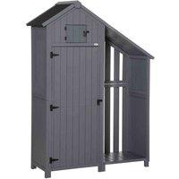 Outsunny Garden Wooden Tool Shed w/ 3 Shelves - Grey, Grey