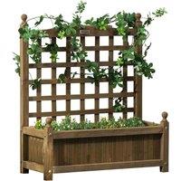 Outsunny Garden Planters w/ Trellis - Brown, Brown