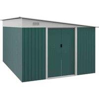 Outsunny 11.3x9.2ft Steel Storage Shed Tool w/ 2 Air Vents, Green