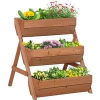Outsunny 3 Tier Raised Garden Bed Wooden - Brown, Brown