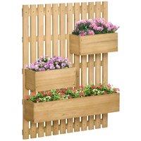 Outsunny Wall-mounted Garden Planters w/ Trellis, Brown