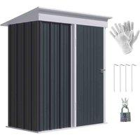 Outsunny Small Steel Lean-to Shed w/ Adjustable Shelf 5x3, Grey