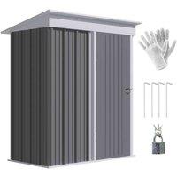Outsunny Small Steel Lean-to Shed 5x3 - Grey, Grey