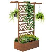 Outsunny Wooden Trellis Planter, Raised Garden Bed - Orange, Orange