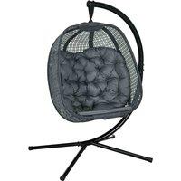 Outsunny Hanging Swing Chair w/ Thick Cushion - Dark Grey, Grey