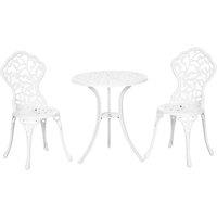 Outsunny 3pc Aluminium Bistro Set - White, White