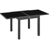 Outsunny Extendable Dining Table w/ Glass Tabletop - Black, Black