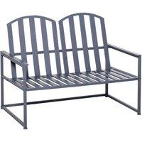 Outsunny Steel Patio Garden Bench Loveseats - Grey, Grey