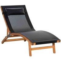 Outsunny Lounge Chair w/ 3 Adjustable Back/Headrest - Black, Black