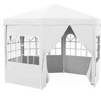 Outsunny 3.9m Gazebo w/ 6 Removable Side Walls - White, White