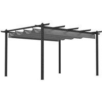 Outsunny 4x3m Aluminium Pergola w/ Retractable Canopy, Grey, Grey