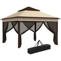 Outsunny 3x3m Pop Up Adjustable Gazebo w/ Netting - Beige, Cream