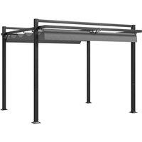Outsunny 3x3m Retractable Aluminium Pergola Canopy - Grey, Grey
