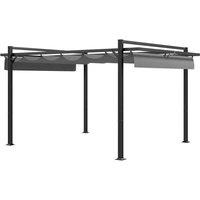 Outsunny 3x4m Retractable Aluminium Pergola Canopy - Grey, Grey