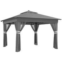 Outsunny 3x3m Pop Up Gazebo w/ 20 Solar LED- Light Grey, Grey