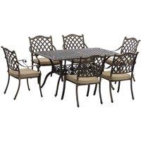 Outsunny 7pc Cast Aluminium Dining Set w/ Cushions - Bronze, Brown