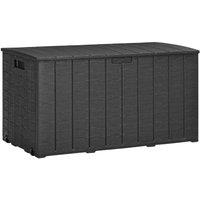 Outsunny 336L Garden Storage Box w/ Wheels - Black, Black