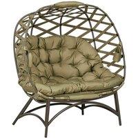Outsunny 2 Seater Egg Chair with Cushion - Khaki, Brown