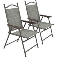 Outsunny Patio Chairs w/ Foldable Design - Dark Grey, Grey