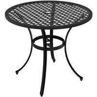 Outsunny 85cm Round Cast Aluminium Patio Table - Black, Black