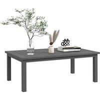 Outsunny Aluminium Outdoor Coffee Table w/ Wood Grain Effect, Brown