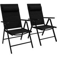 Outsunny 2pc Outdoor Folding Chairs w/ Padded Seat - Black, Black