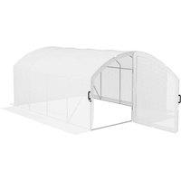 Outsunny Polytunnel Greenhouse w/ PE Cover 4x3x2m, White, White