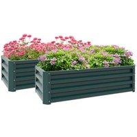 Outsunny 2pc Outdoor Planter Box, Galvanised Steel - Green, Green