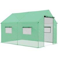 Outsunny 2x3m Polytunnel Greenhouse w/ Wide Door - Green, Green