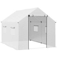 Outsunny 2x3m Polytunnel Greenhouse w/ Wide Door - White, White