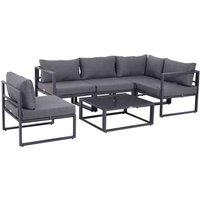 Outsunny 6pc Sectional Sofa Set with Aluminum Frame, Grey