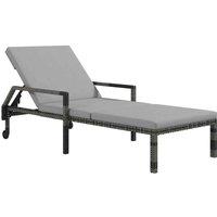 Outsunny Rattan Chaise Sun Lounger w/ Backrest & Wheels, Grey