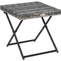 Outsunny Folding Square Rattan Coffee Table - Grey, Grey