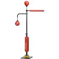 Sportnow 140-205Cm Boxing Bag Freestanding Punching Bag With Reflex Bar Speed Balls, Red