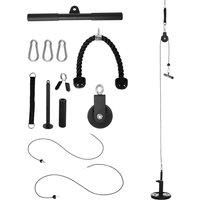 Sportnow Cable Pulley System Lat Pull Down System With Diy Loading Weight Pin, Black