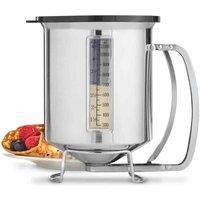 Misterchef Stainless Steel Pancake Crepes And Thin Batter Dispenser With Measuring Guide And Lid 1.2L Capacity, Silver
